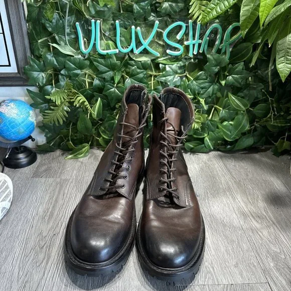 Thursday Boot Company Stomper Zip-Up Boot Brown Leather Mens 15 READ Boots